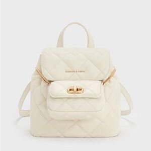 Charles & Keith Aubrielle Quilted Backpack - Cream New in original packaging.